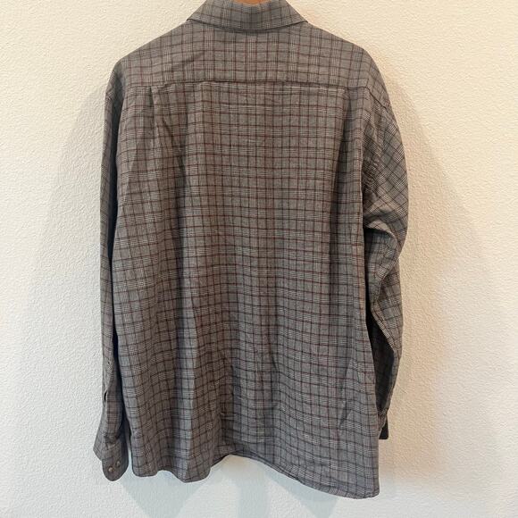 Lorenzo Uomo Mens Red/Gray Grid Plaid Cotton Button Up Shirt Holiday | Size XL - Picture 4 of 6